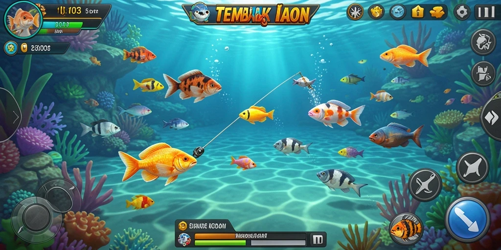 Tampilan permainan H03 dengan aksi menembak ikan yang seru.