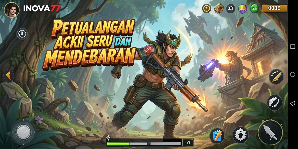 Tangkapan layar INOVA77 menunjukkan aksi mendebarkan dalam pertempuran yang intens.