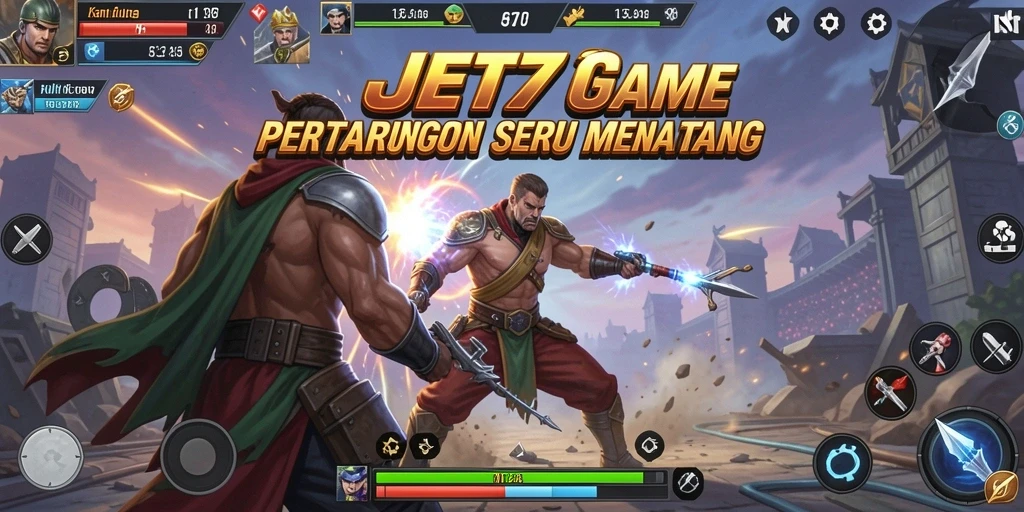 Tampilan gameplay JET77 dengan pertarungan yang intens.