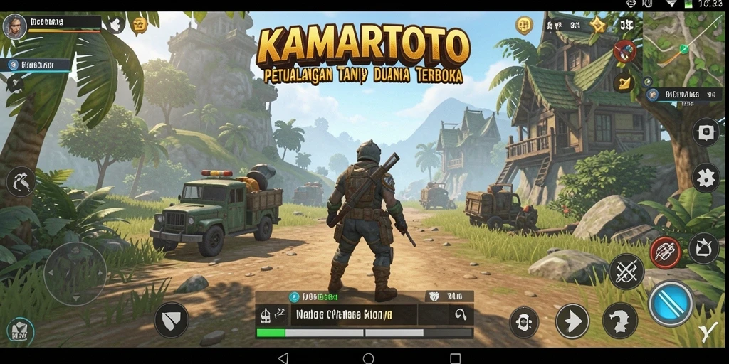 Screenshot gameplay KAMARTOTO menunjukkan eksplorasi dunia terbuka yang luas.