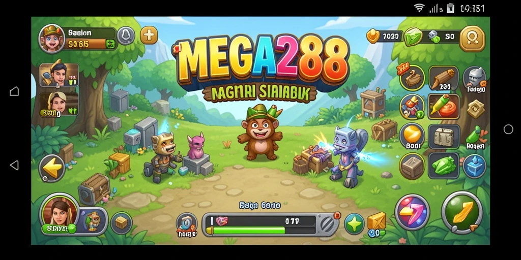 Tampilan gameplay yang menarik dan penuh warna di MEGA288.