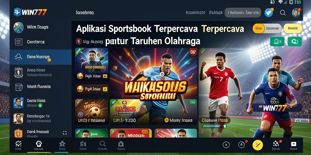 Tampilan utama WIN777 dengan beragam pilihan olahraga untuk taruhan.
